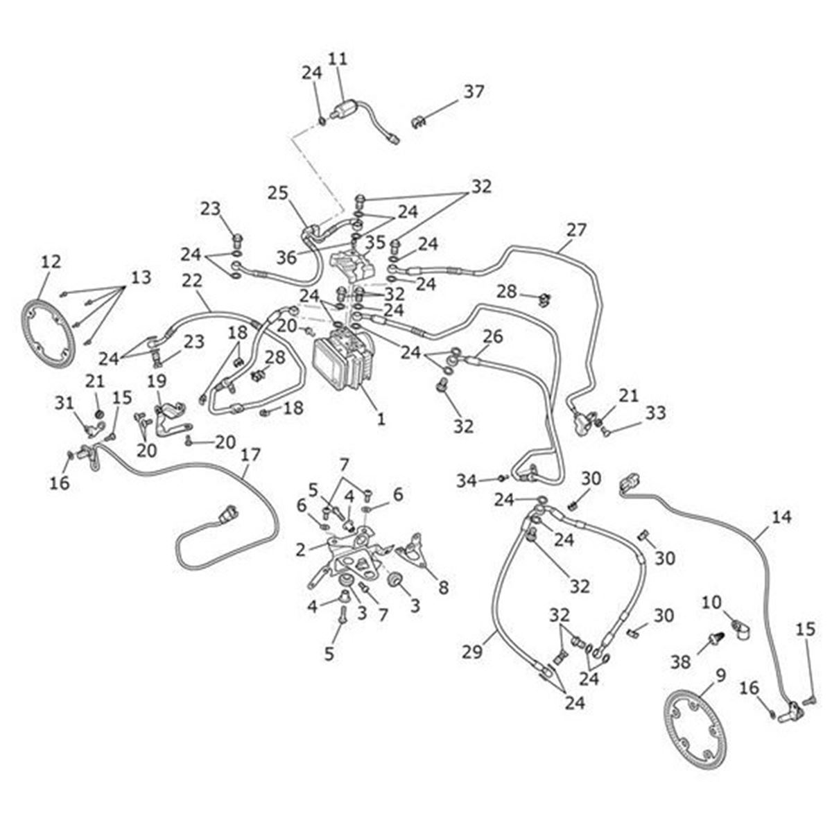 Bild von Brake Hose, Headstock, Front Calipers