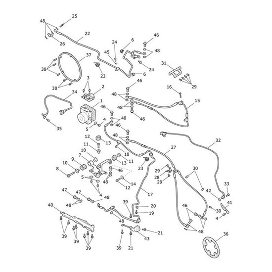 Bild von Brake Line, Modulator to Caliper, Rear