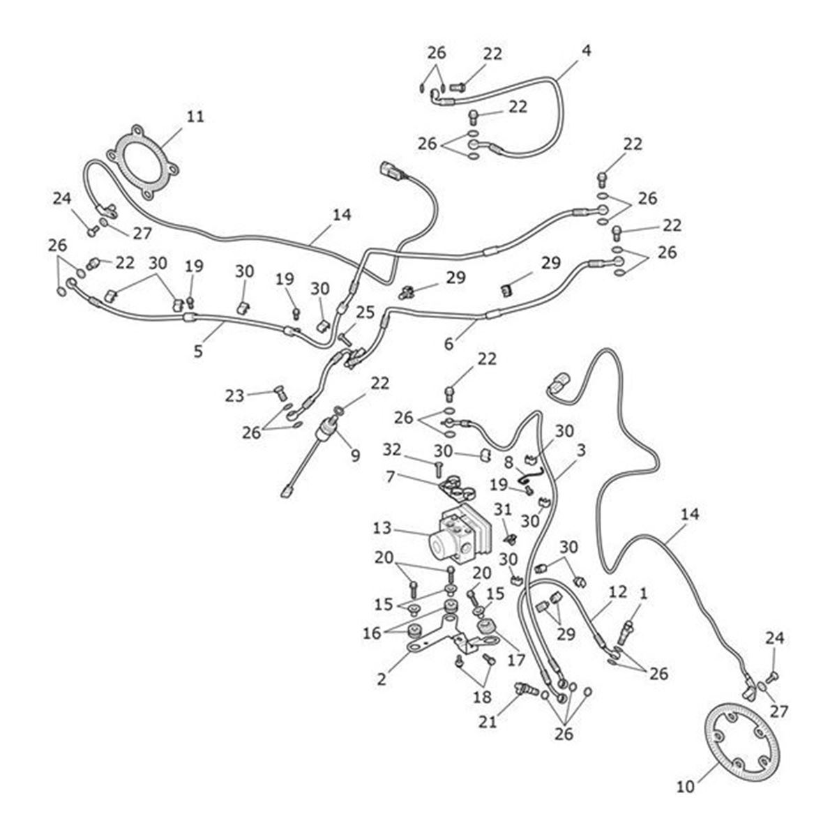 Bild von Brake Line, Modulator to Front Caliper