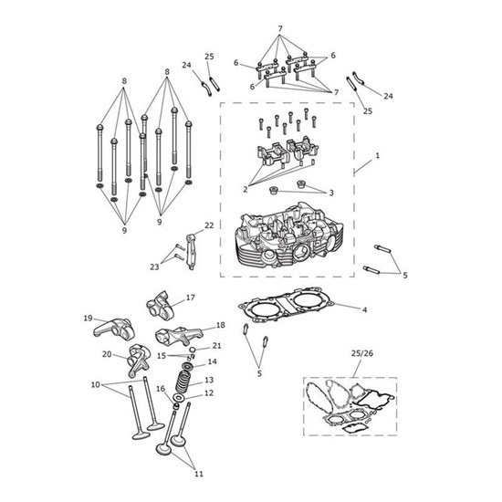 Bild von Cylinder Head, 2 Cyl, M/C, 97.6