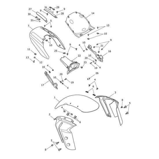 Bild von Front Mudguard Bracket, RH, Pntd