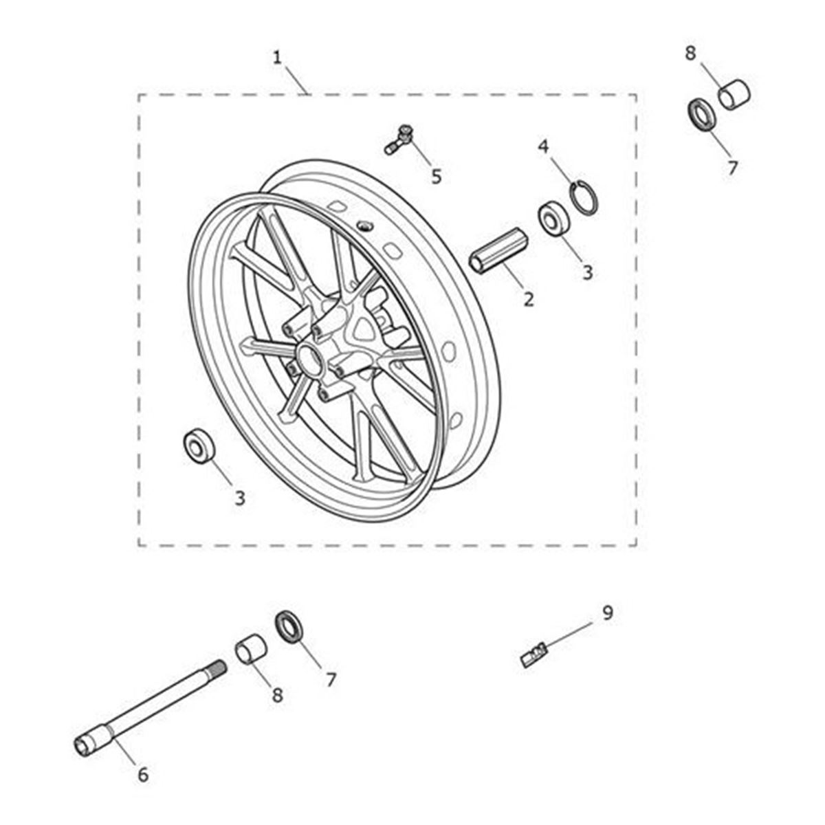 Picture of Front Wheel Assembly, 17 x 3.5