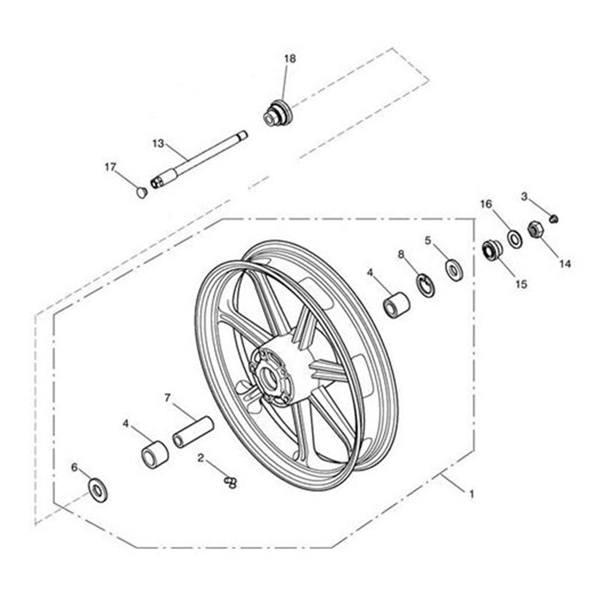 Bild von Front Wheel Assy, 17, Blk, Red Stripe