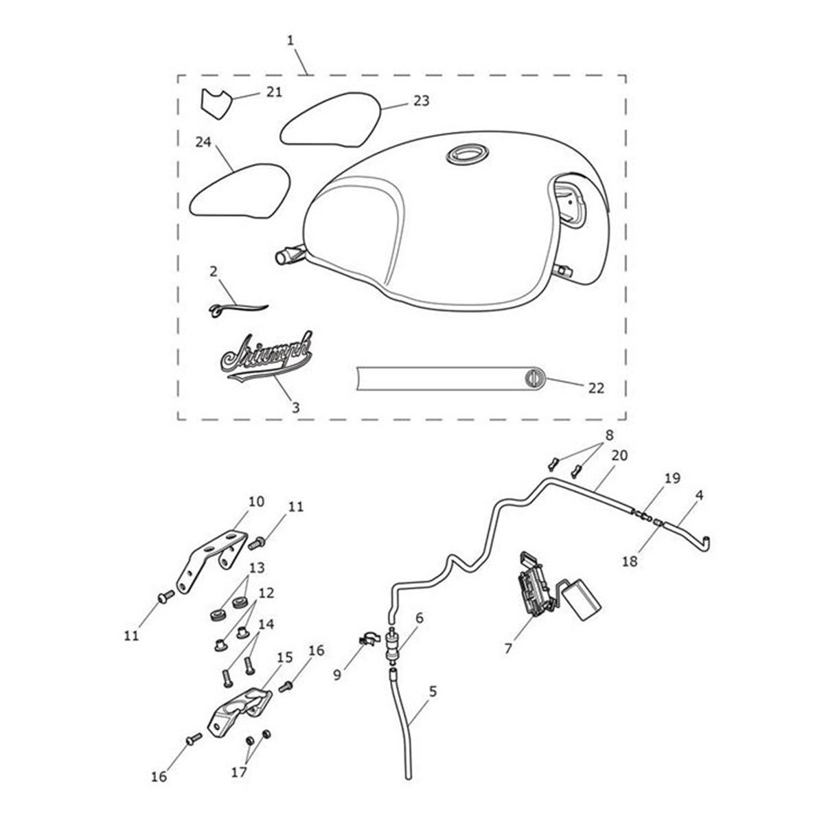 Bild von Fuel Tank Assy, Aluminium Silver/Sapphire Black