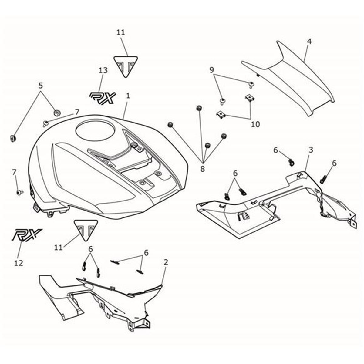 Bild von Fuel Tank Panel, Front, Matt Aluminium Silver
