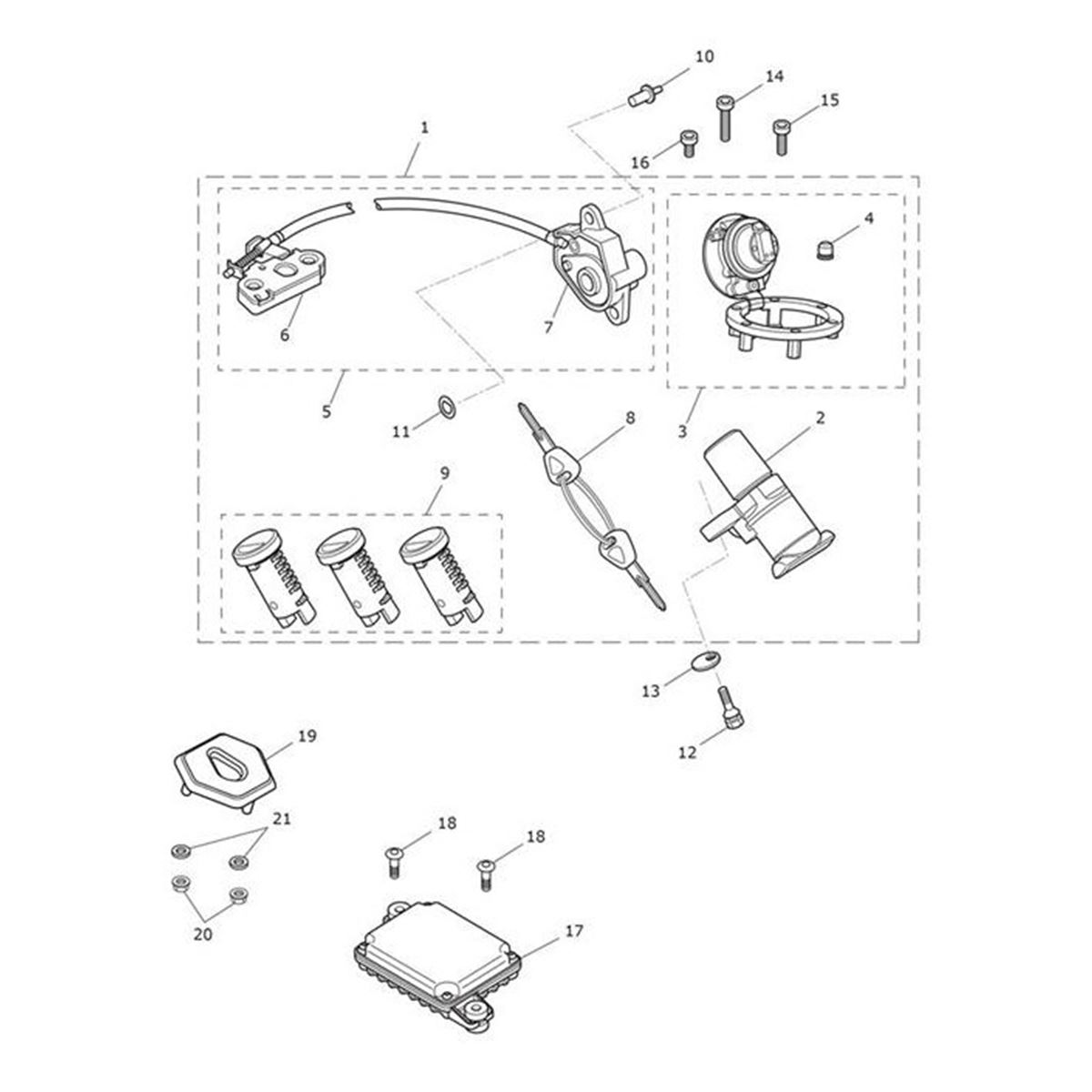 Bild von Lockset, RH Routing, Immobiliser