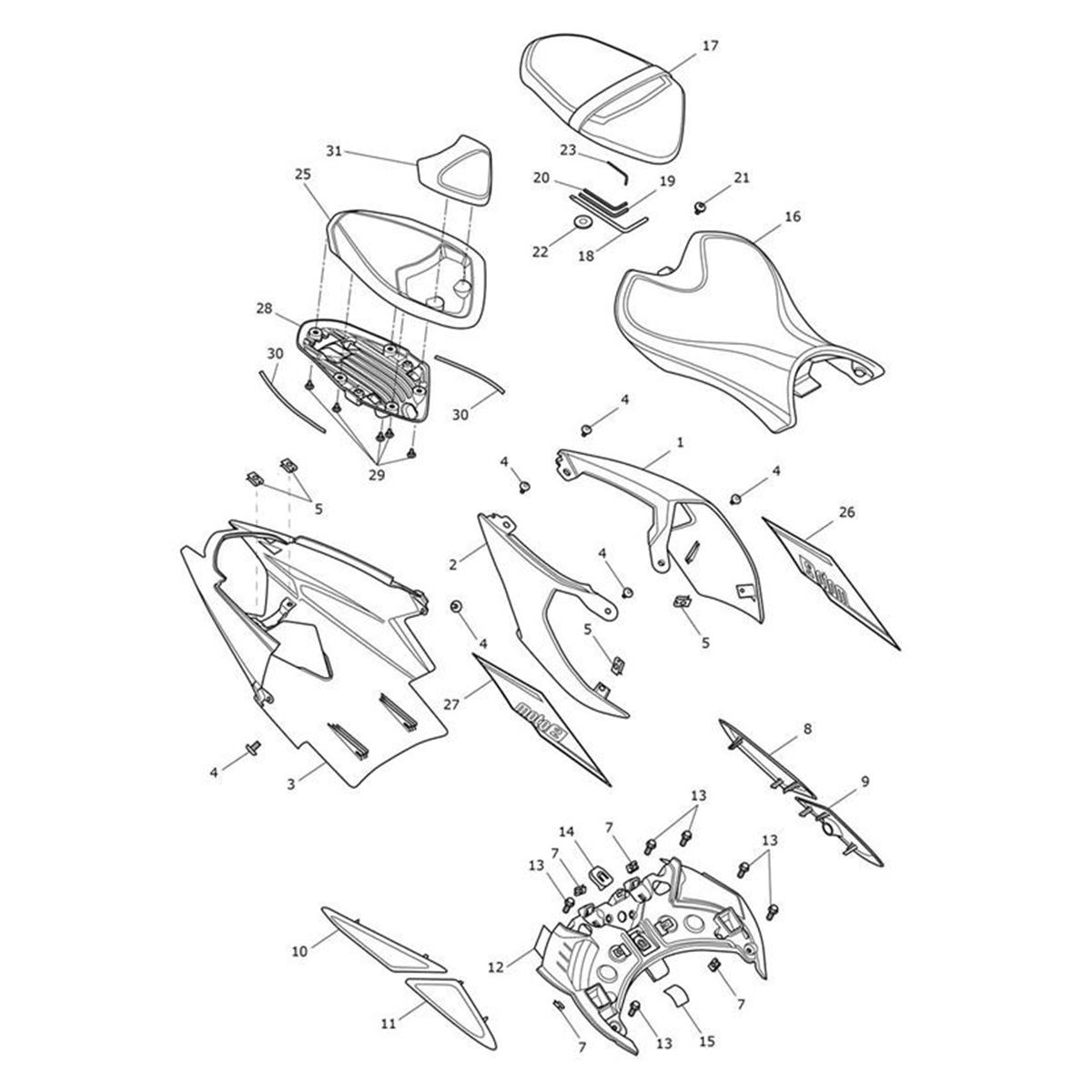 Bild von Rear Bodywork, RH, Triumph Racing Yellow