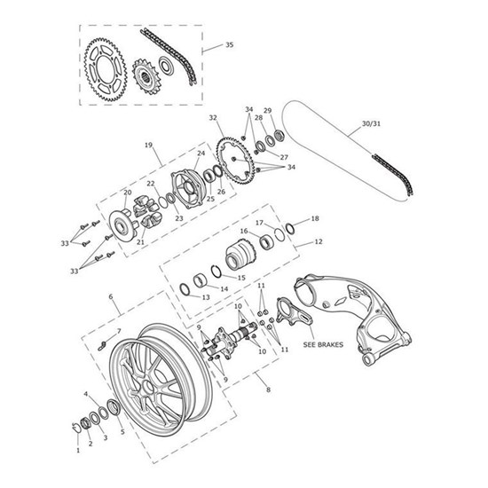 Bild von Rear Wheel Assy, Blue Pinstripe