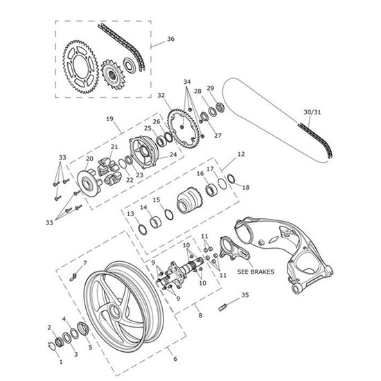 Bild von Rear Wheel Assy, Graphite Pinstripe