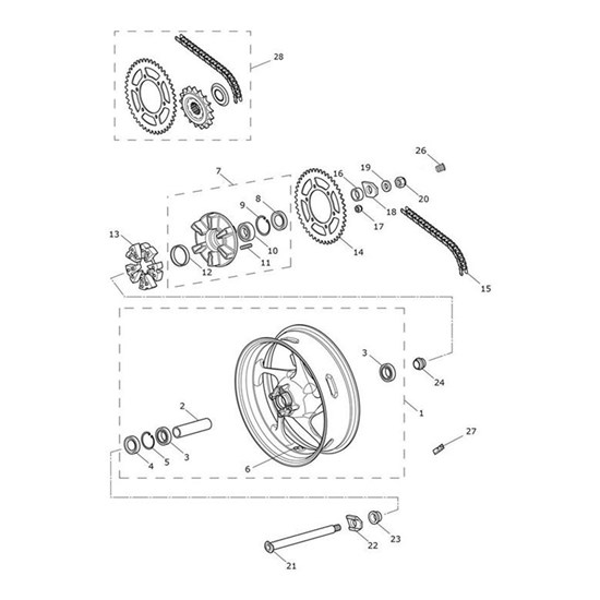 Bild von Rear Wheel Assy, Silver Stripe