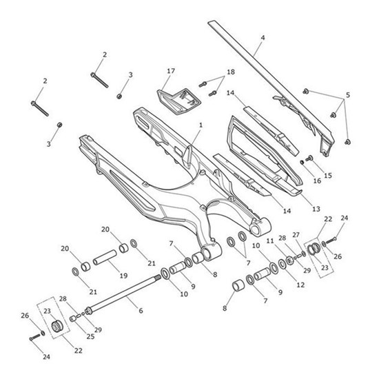 Bild von Spacer, Spindle, Swingarm