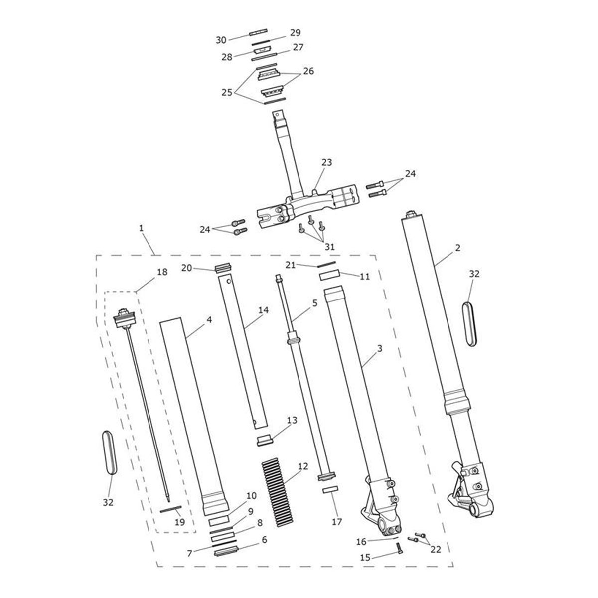 Bild von Stanchion Assy, 47mm, LH, Black