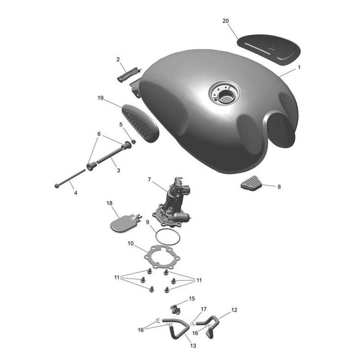 Bild von T102D Fuel Tank, Storm Grey + Decal + Lac