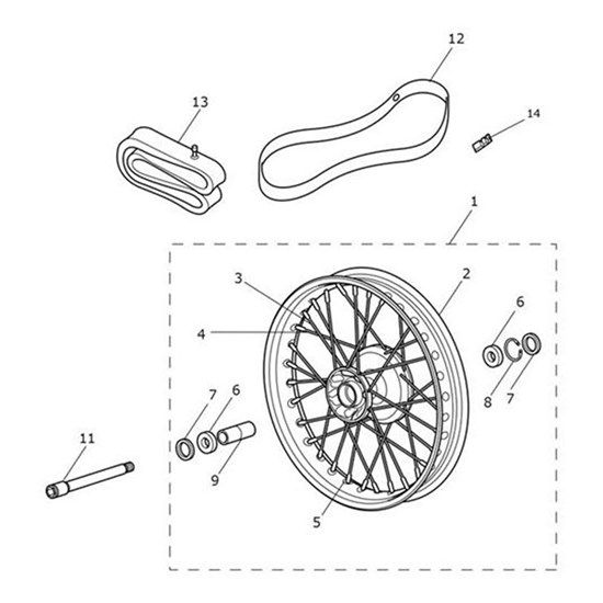 Bild von Wheel, Spoked, FR, 19 x 2.5 Al