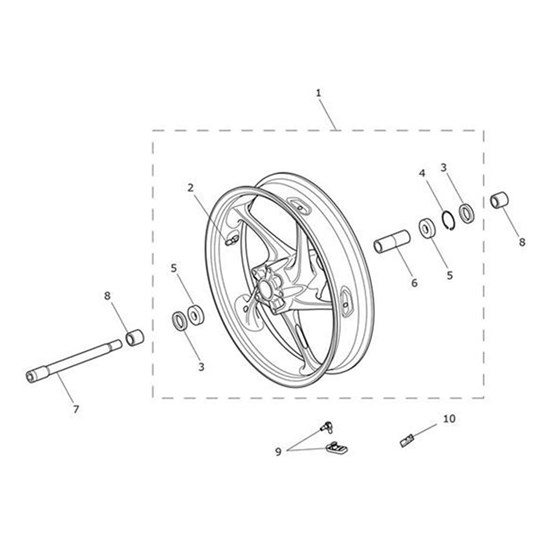 Bild von Wheel Assy, Front, Red Pinstripe