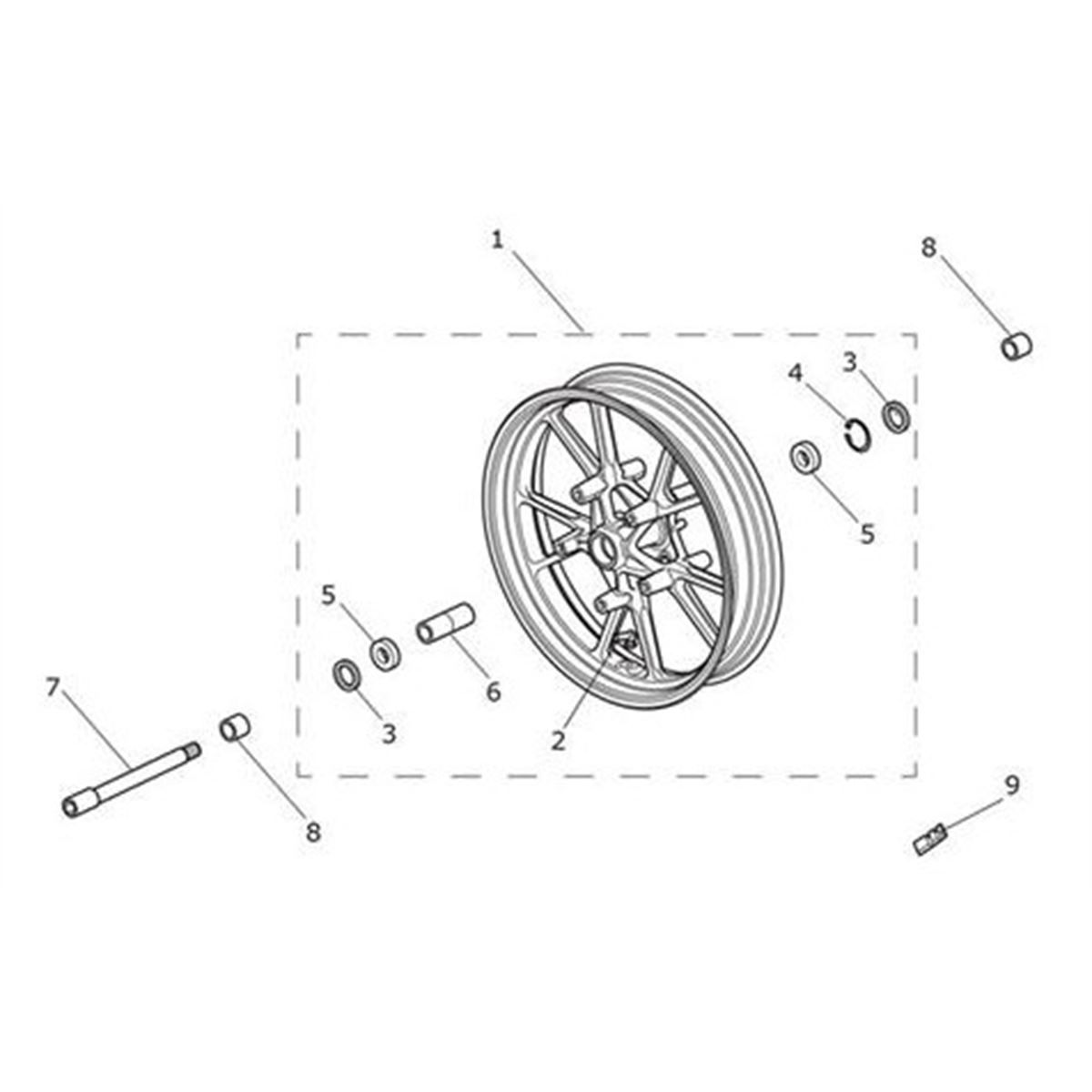 Bild von Wheel Assy, Front, Red Pinstripe